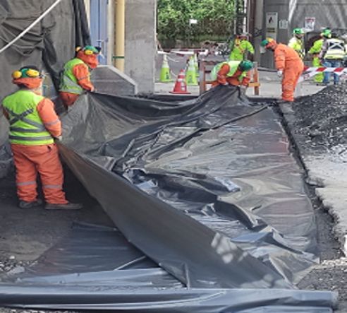 Instalación de geomembrana